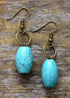 Boho Earrings, Dangle Earrings, Loop White Brown Jasper